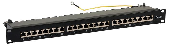 Komutacinė panelė 19'' 1U, FTP 6A cat., 24 prievadų