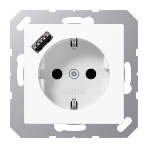 Kištukinis lizdas su USB A lizdu JUNG A1520-18AWW (baltas